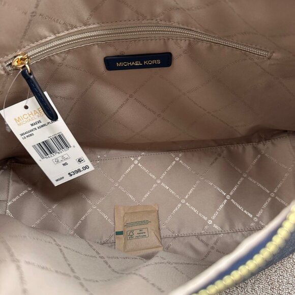 Michael Kors Jet NWT Large Tote Bag Navy Blue Logo Shoulder Handbag 11 X 15 X 5" - Picture 6 of 14